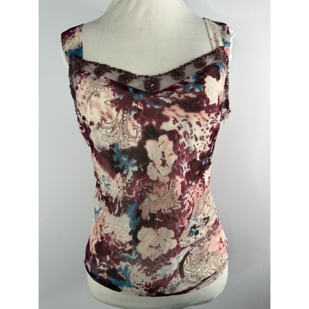 Chadwicks Y2K Cami Tank Sz 4 Small Fairycore Whimsigoth Feminine Beaded Sheer - Picture 1 of 8
